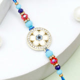 Crystal Flower Evil Eye Rakhi & UXR Royal Life Perfume Mug Set