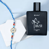 Crystal Flower Evil Eye Rakhi Gift Set for Brother with UXR Royal Life Perfume