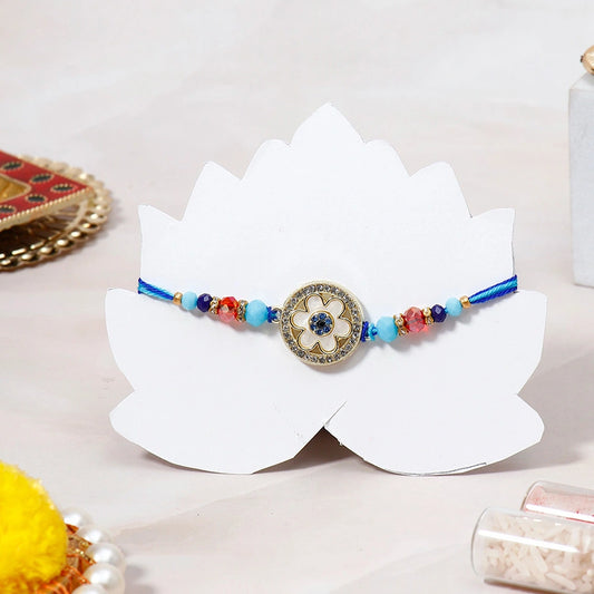 Blue Rhinestone Rakhi Gift Set for Brother with Best Brother Ever Mug