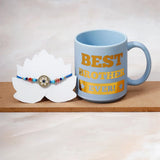 Blue Rhinestone Rakhi Gift Set for Brother with Best Brother Ever Mug