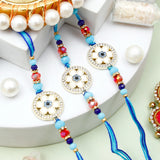 Pack Of 3 Rhinestone Evil Eye Floral Rakhi