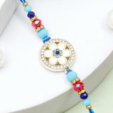 Pack Of 3 Rhinestone Evil Eye Floral Rakhi