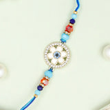 Pack Of 5 Rhinestone Evil Eye Floral Rakhi