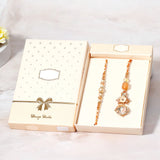 Peach Stone Bhaiya Bhabhi Rakhi Set