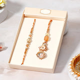 Peach Stone Bhaiya Bhabhi Rakhi Set