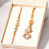 Peach Stone Bhaiya Bhabhi Rakhi Set