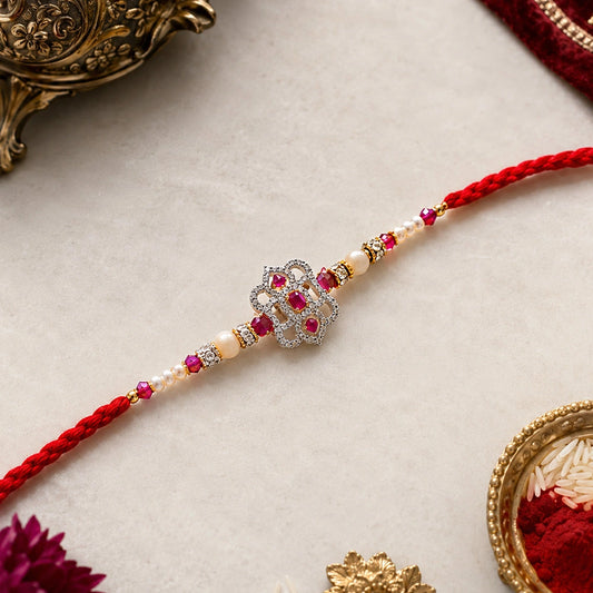 Premium Scarlet Ruby Stone Rakhi For Brother