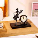 Electric Guitar Player Metal Showpiece with Clock