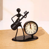 Electric Guitar Player Metal Showpiece with Clock