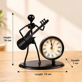 Electric Guitar Player Metal Showpiece with Clock
