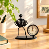 Accordion Player Metal Showpiece with Clock