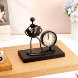 Accordion Player Metal Showpiece with Clock