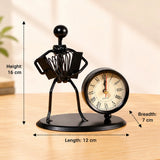 Accordion Player Metal Showpiece with Clock