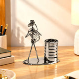 Tuba Player Metal Showpiece with Pen Stand