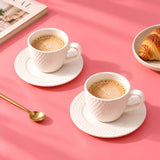White Honeycomb Textured Ceramic Cup with Saucer