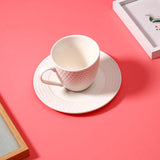 White Honeycomb Textured Ceramic Cup with Saucer