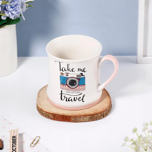 Take Me & Let's Go Travel Camera Ceramic Mug