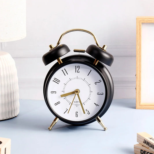 Black & Gold Twin Bell Alarm Clock