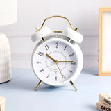 White & Gold Twin Bell Alarm Clock