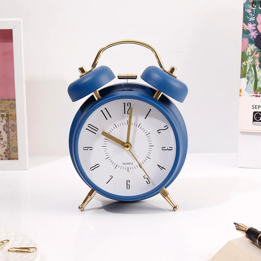 Blue & Gold Twin Bell Alarm Clock