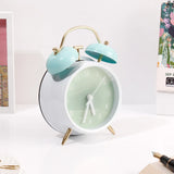 Mint Green Dial Twin Bell Alarm Clock with Aqua Bells