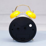 White Twin Bell Alarm Clock with Yellow Bells & Gradient Dial
