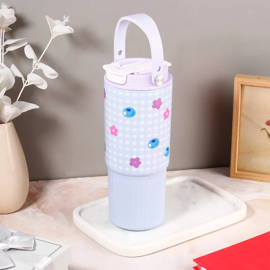 Gingham Floral Print Sipper Tumbler