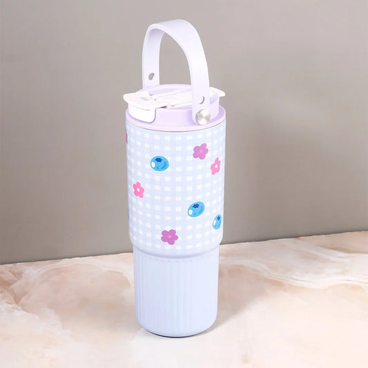 Gingham Floral Print Sipper Tumbler
