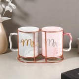 Set of 2 Mr & Mrs Marble Effect Ceramic Mugs