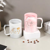 Set of 2 King & Queen Marble Effect Ceramic Mugs