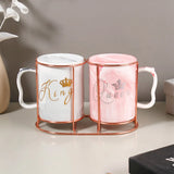 Set of 2 King & Queen Marble Effect Ceramic Mugs