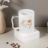 Set of 2 King & Queen Marble Effect Ceramic Mugs