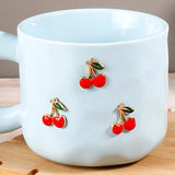 Cherry Charm Pastel Blue Ceramic Mug
