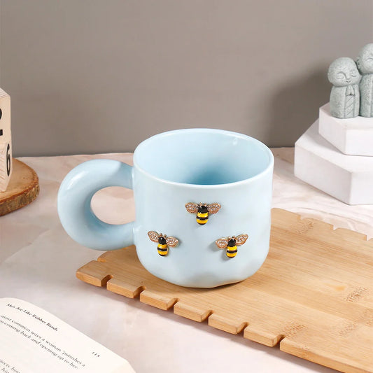Bee Charm Pastel Blue Ceramic Mug