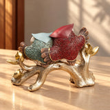 Owl Couple on Branch Polyresin Showpiece