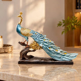 Peacock on Branch Polyresin Showpiece