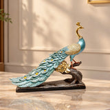 Peacock on Branch Polyresin Showpiece