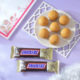 Elegant Rakhi with Besan Laddoo & Snickers
