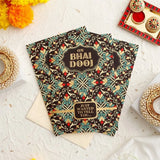 Pack of 3 Ornate Black & Gold 'On Bhai Dooj' Greeting Cards