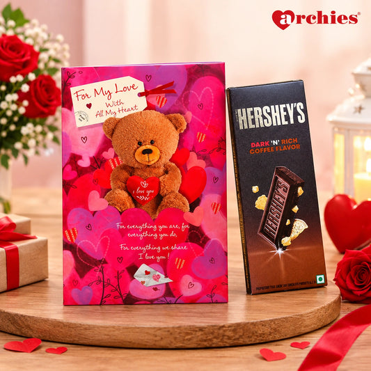 For My Love With All My Heart Romantic Greeting Card With Chocolate