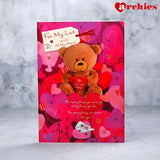 For My Love With All My Heart Romantic Greeting Card With Chocolate