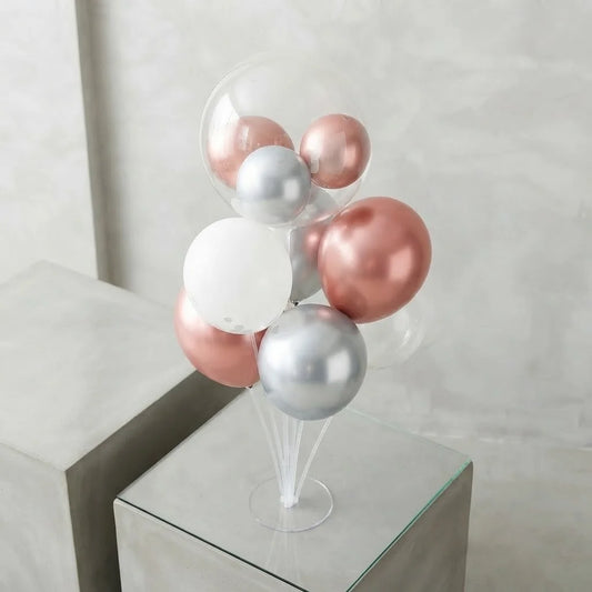 Rose Gold & Silver Balloon Stand Bouquet