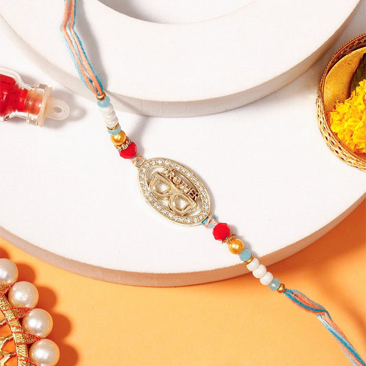Brother Charm Pearl Bead Rakhi with Dry Fruits