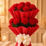 20 Red Carnations With Chocolate Cake