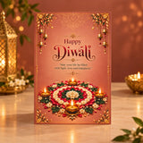 Personalized Happy Diwali Greeting Card with Rangoli, Diyas & Message