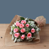 Light Pink Roses Jute Wrapped Bouquet