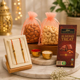 Rudraksha Beads Rakhi Combo With Chocolate And Dry Fruits