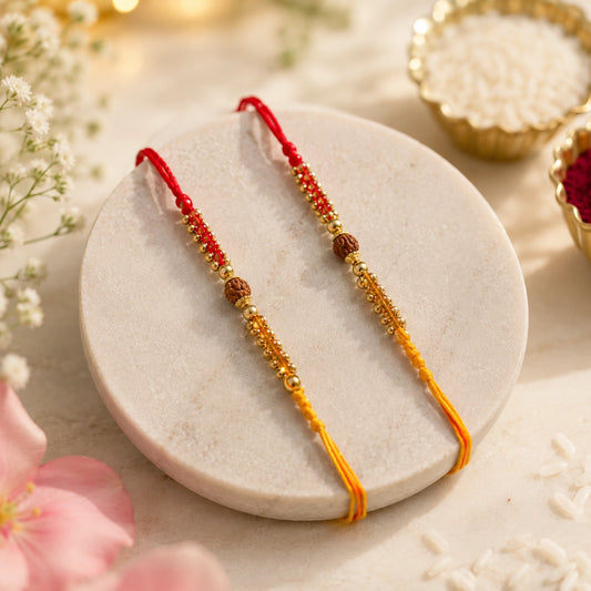 Rudraksha Beads Rakhi Combo With Chocolate And Dry Fruits