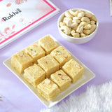 Adorned Rakhi Hamper with Lindt Milk Chocolate, Soan Papdi & Cashew Nut