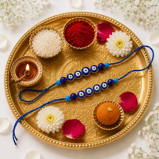 Set of 2 Feng Shui Evil Eye Rakhi with Cadbury Chocolates | Protective Rakhi Gift